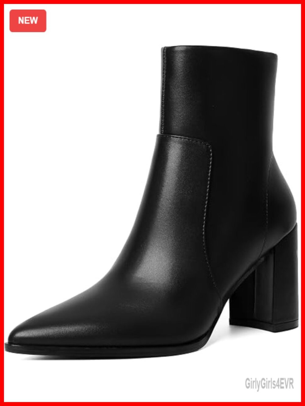 Chunky High Heel Ankle Booties Pointed Toe Slip On Leather Suede Block Heel